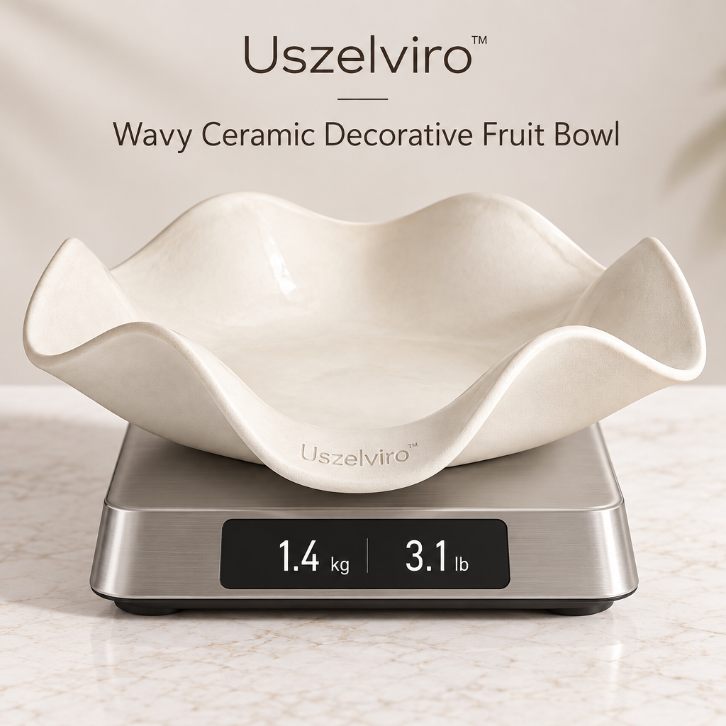 Uszelviro™ Sculptural Wave Ceramic Bowl – Organic Modern Decorative Bowl for Contemporary Home Styling