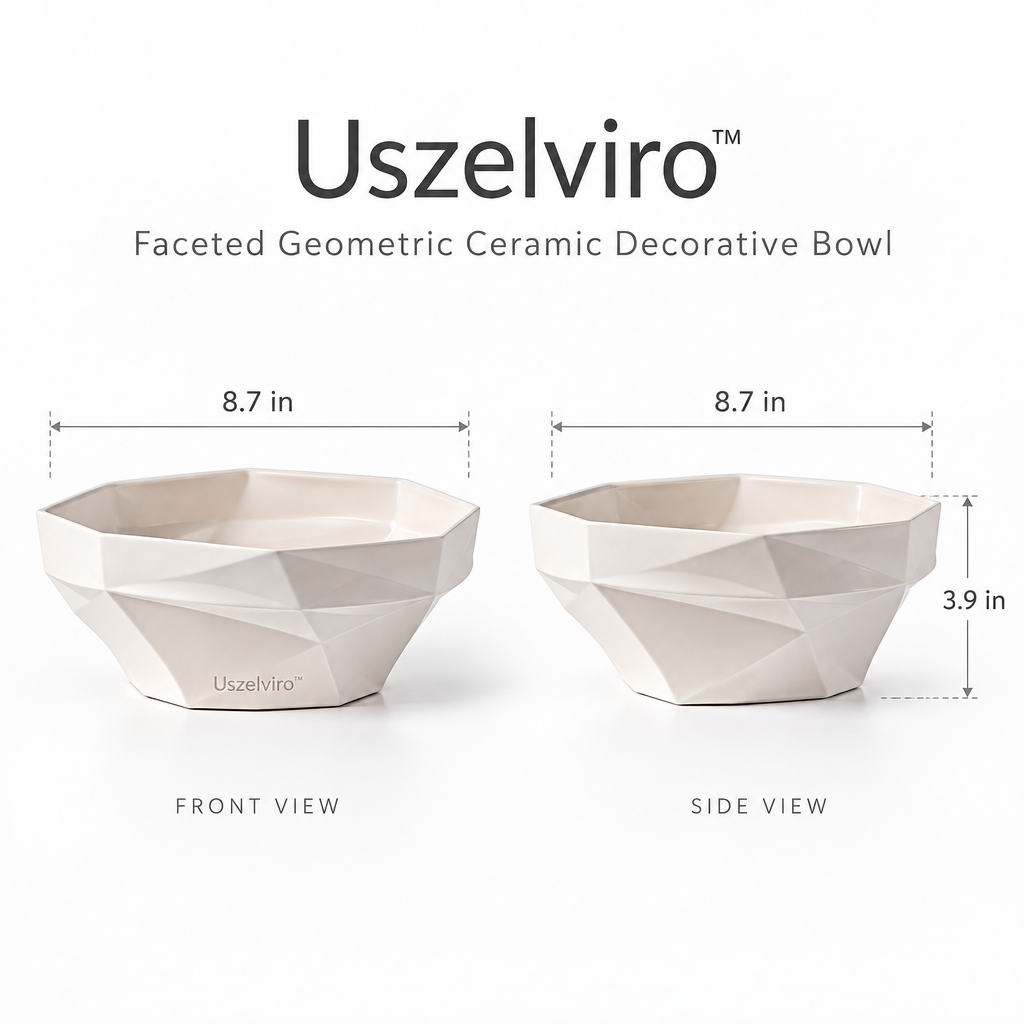 Uszelviro™ Faceted Geometric Ceramic Decorative Bowl – Modern Sculptural Accent for Elegant Home Styling