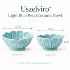 Uszelviro™ Light Blue Petal Ceramic Bowl – Sculptural Decorative Bowl for Elegant Everyday Living