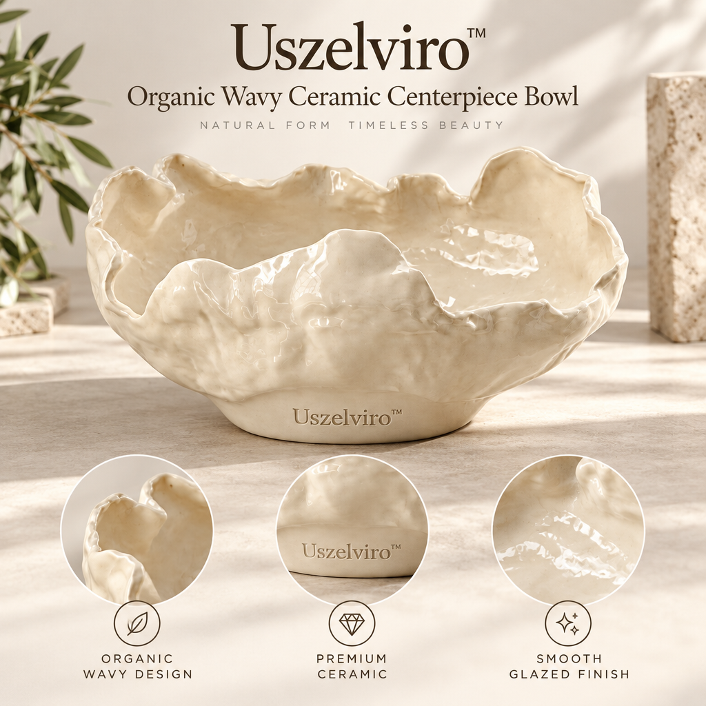 Uszelviro™ Sculptural Ceramic Accent Bowl – Organic Modern Decorative Bowl for Elegant Home Décor