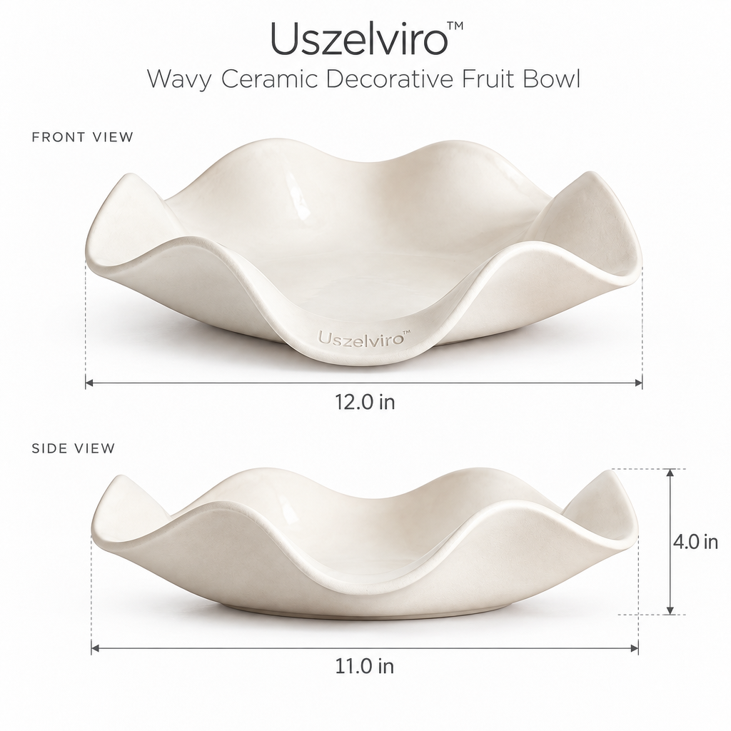 Uszelviro™ Sculptural Wave Ceramic Bowl – Organic Modern Decorative Bowl for Contemporary Home Styling