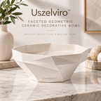 Uszelviro™ Faceted Geometric Ceramic Decorative Bowl – Modern Sculptural Accent for Elegant Home Styling