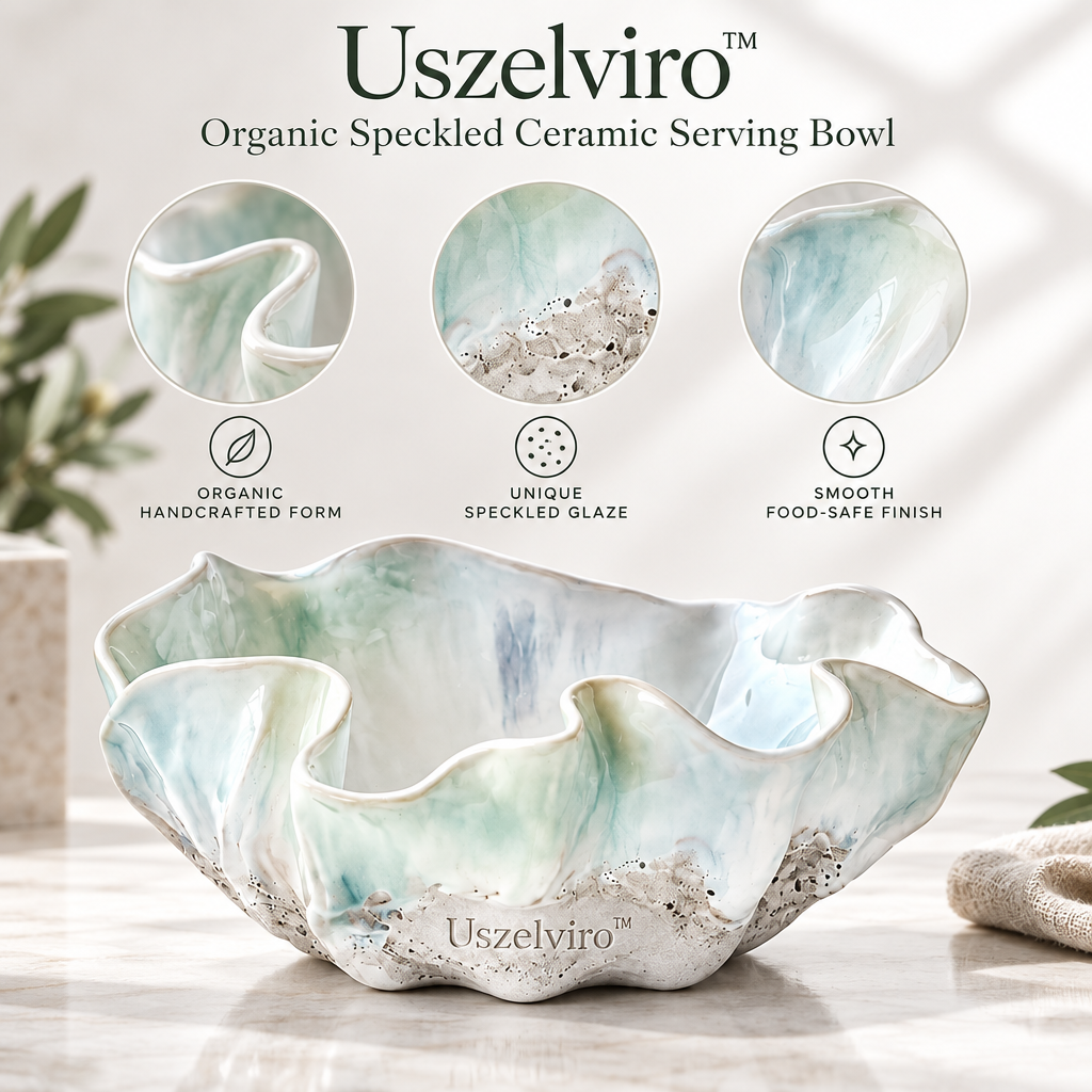 Uszelviro™ Sculptural White Ceramic Bowl – Minimalist Organic Decorative Bowl for Modern Home Décor