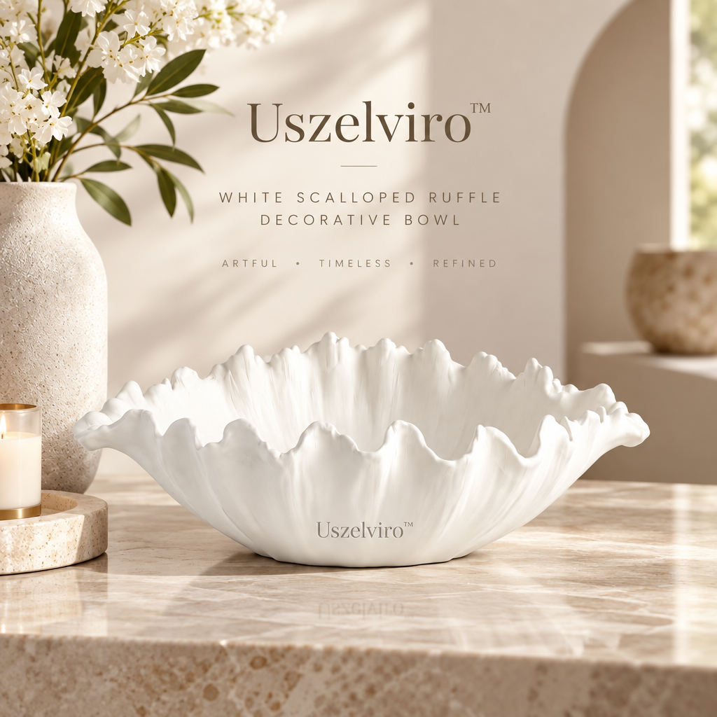 Uszelviro™ Sculptural Ceramic Ripple Bowl – Organic Modern Decorative Bowl for Contemporary Home Décor