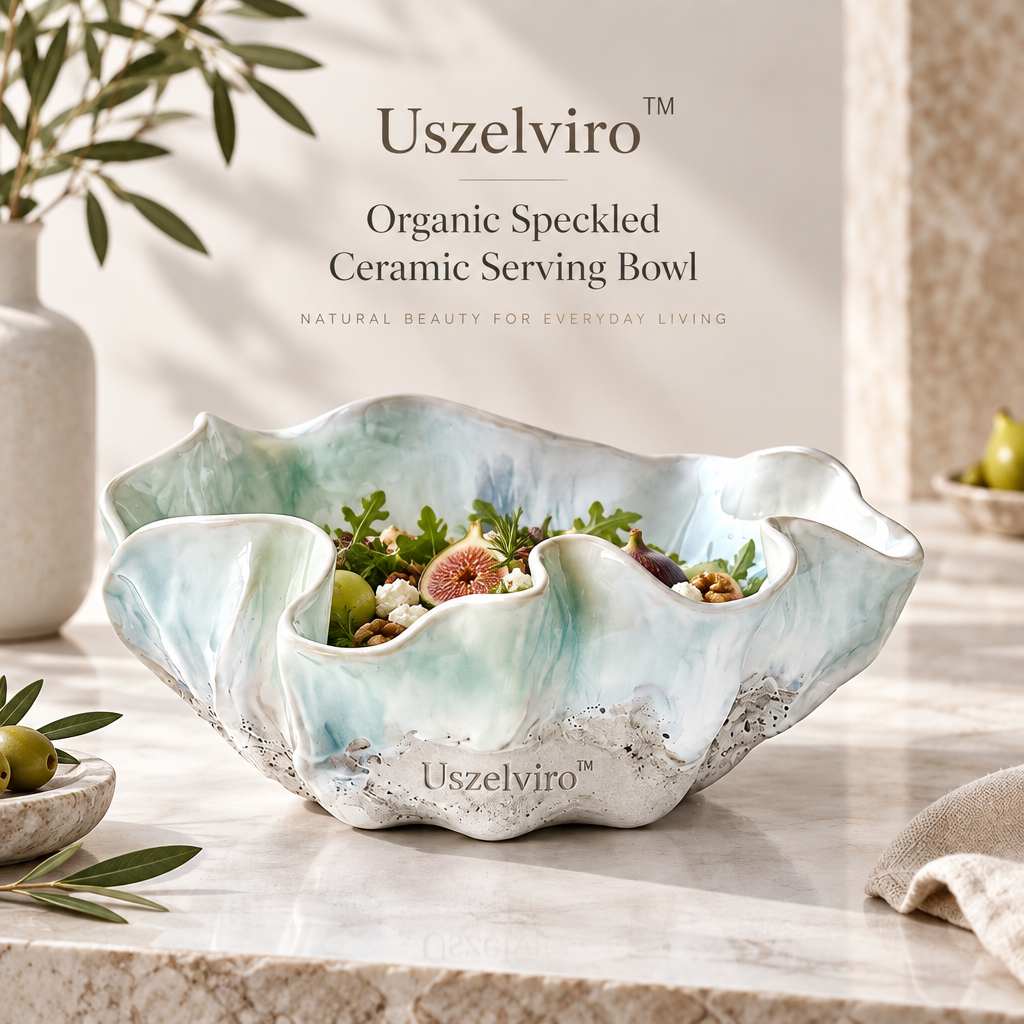 Uszelviro™ Sculptural White Ceramic Bowl – Minimalist Organic Decorative Bowl for Modern Home Décor