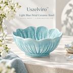 Uszelviro™ Light Blue Petal Ceramic Bowl – Sculptural Decorative Bowl for Elegant Everyday Living