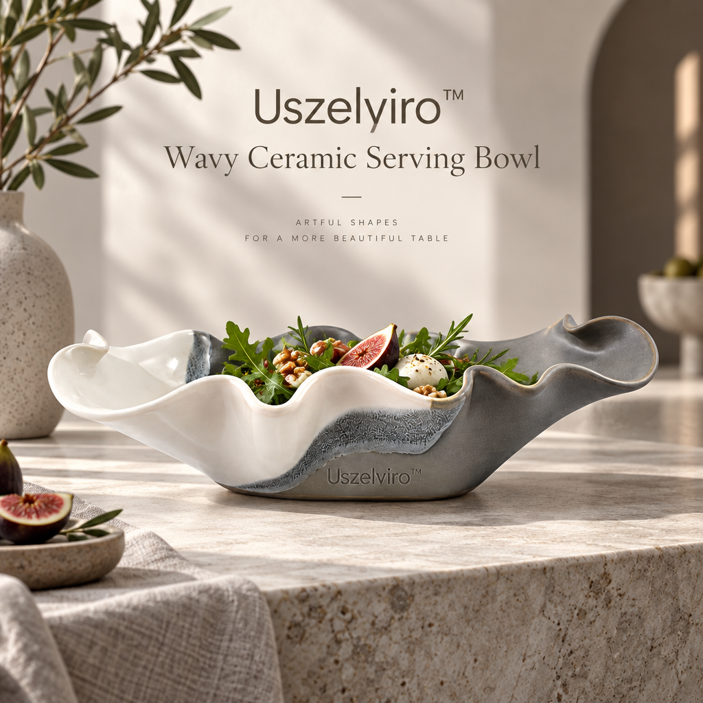 Uszelviro™ Sculptural Ceramic Shell Bowl – Organic Coastal Decorative Bowl for Modern Home Interiors