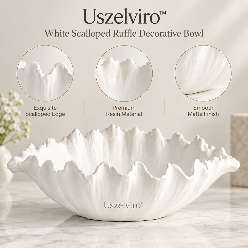 Uszelviro™ Sculptural Ceramic Ripple Bowl – Organic Modern Decorative Bowl for Contemporary Home Décor