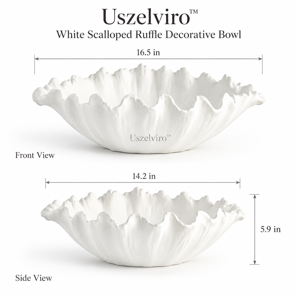 Uszelviro™ Sculptural Ceramic Ripple Bowl – Organic Modern Decorative Bowl for Contemporary Home Décor