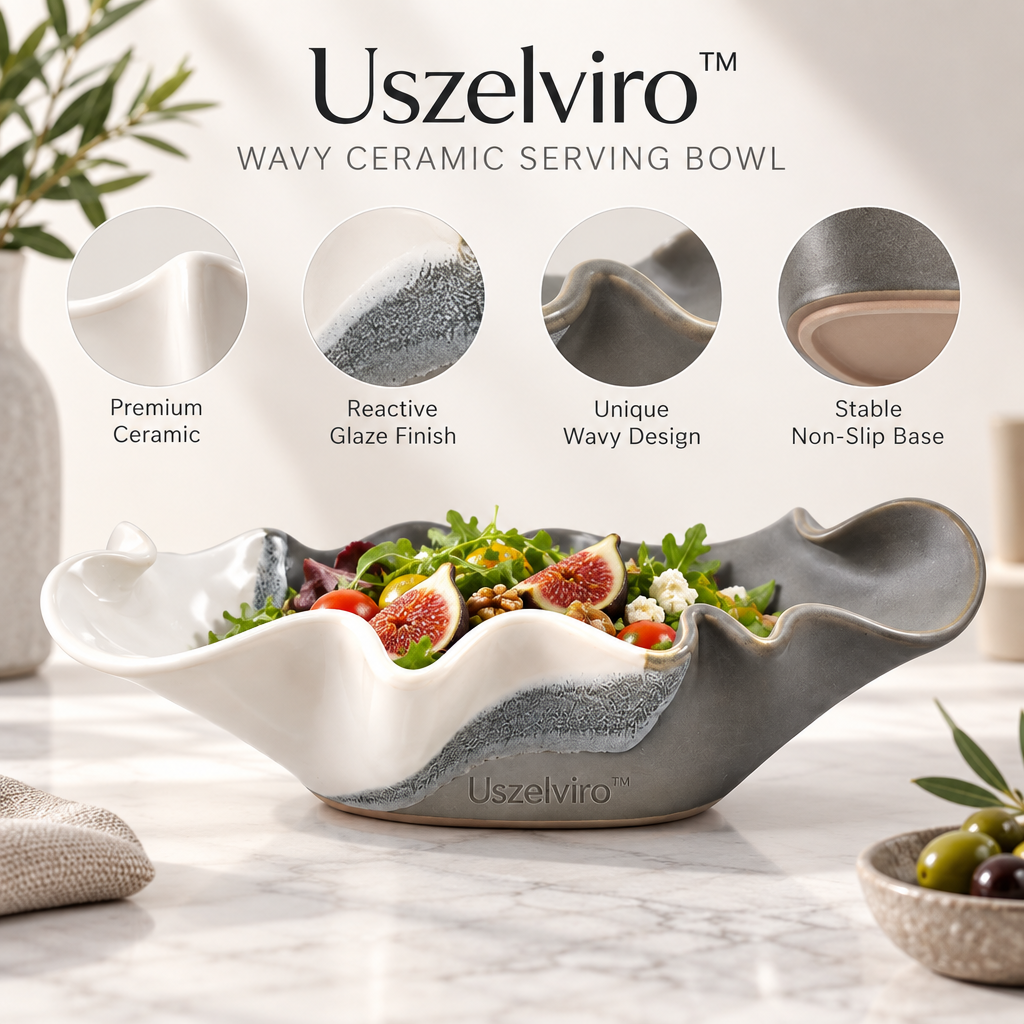 Uszelviro™ Sculptural Ceramic Shell Bowl – Organic Coastal Decorative Bowl for Modern Home Interiors
