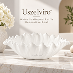 Uszelviro™ Sculptural Ceramic Ripple Bowl – Organic Modern Decorative Bowl for Contemporary Home Décor