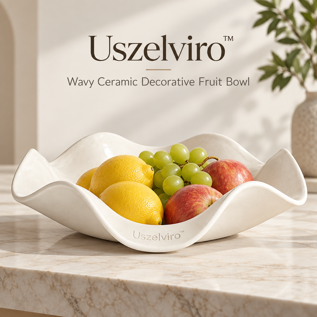 Uszelviro™ Sculptural Wave Ceramic Bowl – Organic Modern Decorative Bowl for Contemporary Home Styling